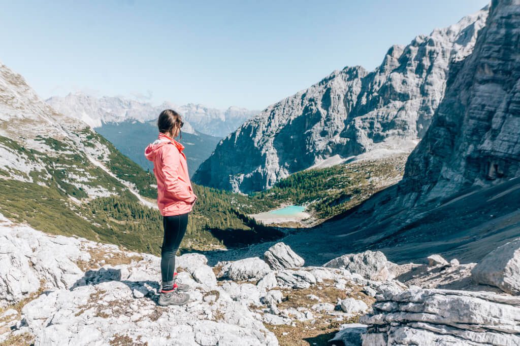 Blick-Lago-Di-Sorapis-Wandern Blick auf den Lago di Sorapis