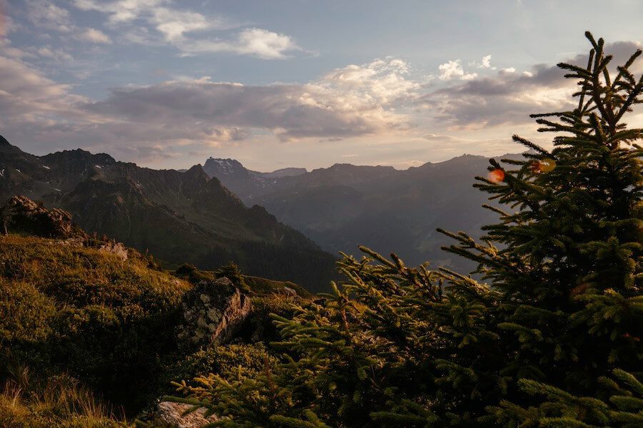 Silvretta Montafon Sonnenuntergang Valisera Golden Hour am Valisera Hüsli