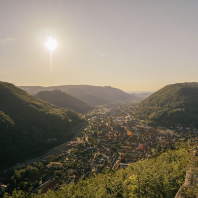 Sonnenuntergang-Wanderung Blick auf Bad Urach