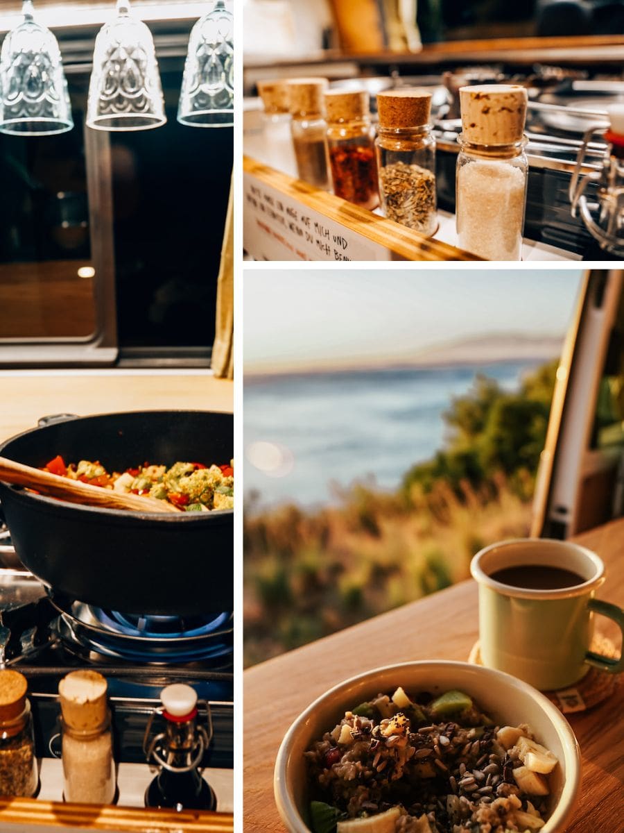 Die vollausgestatte Küche im Camper