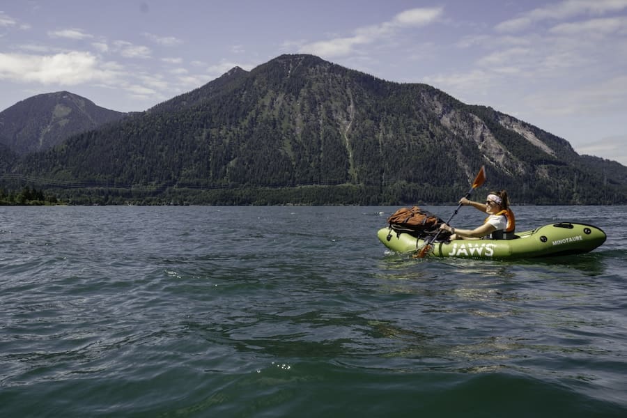 Packrafting am Walchensee in Bayern